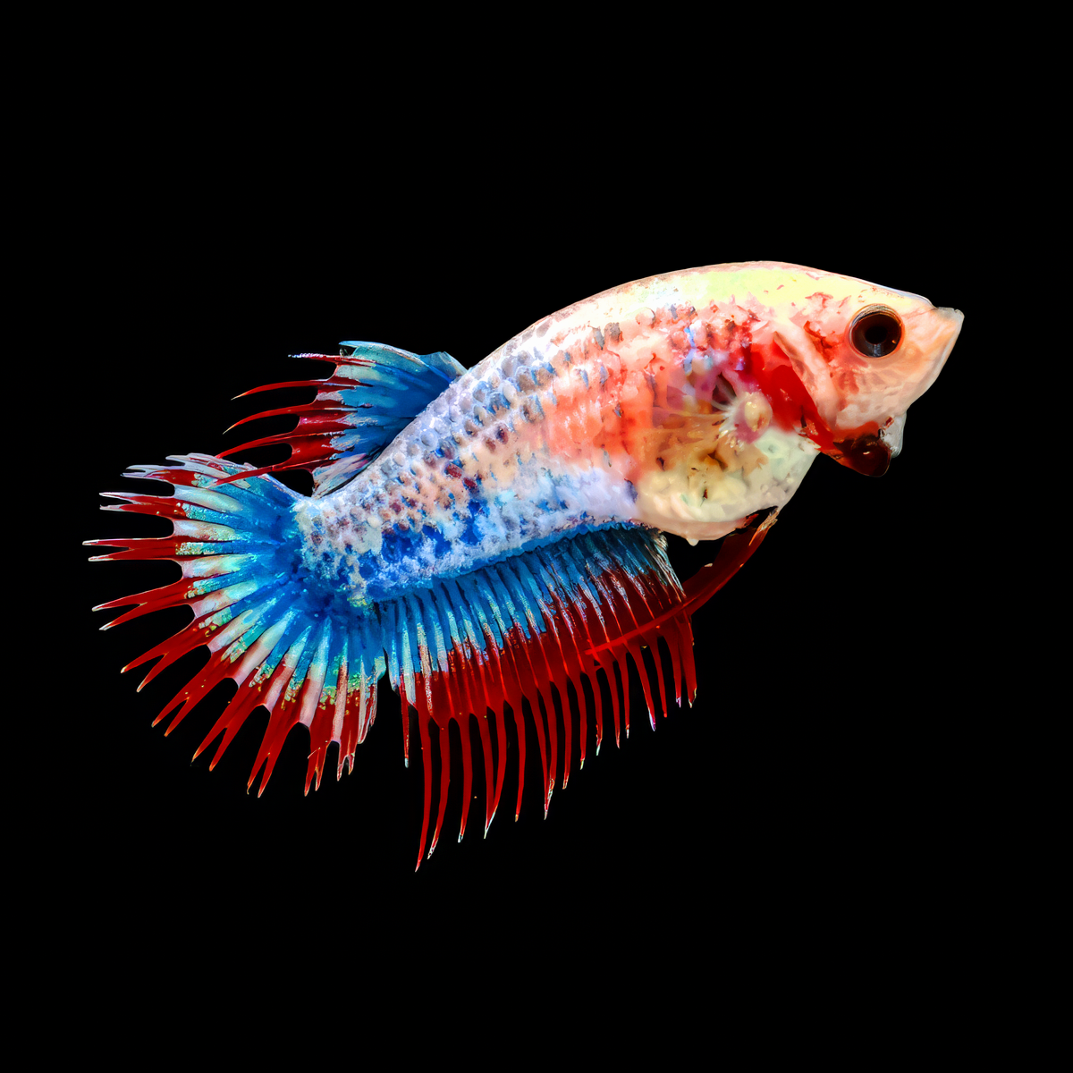 Crown Tail Betta Female Tri Colour 3cm