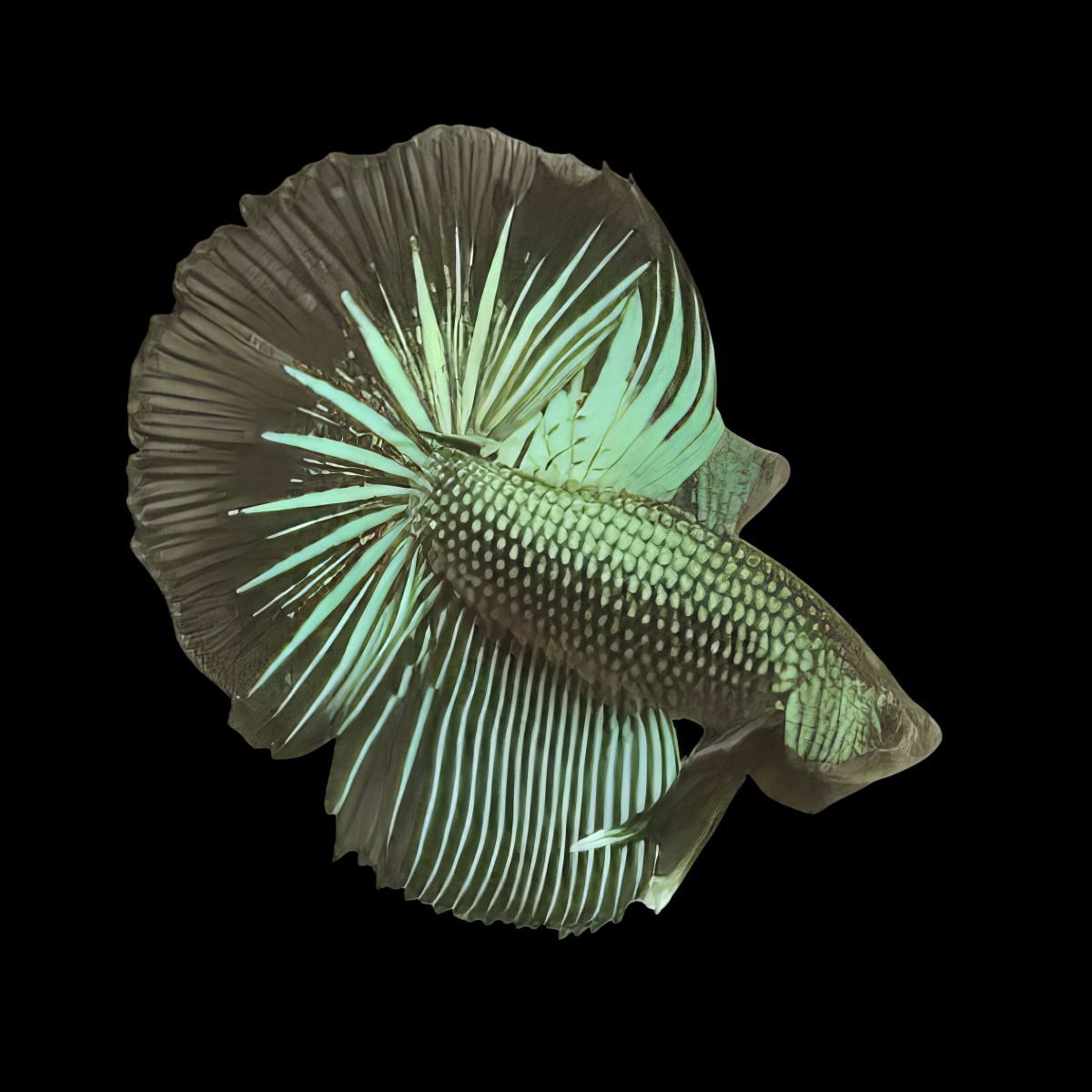 Dragon Scale Half Moon Betta Male Green Base 3cm