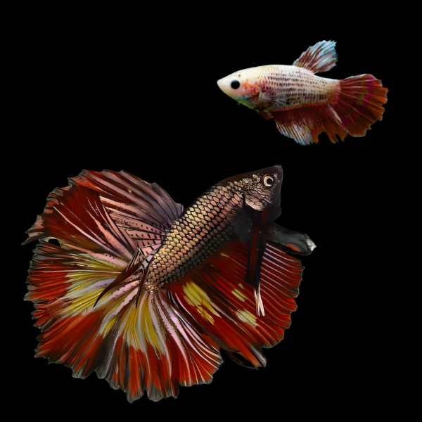 Metallic Half Moon Betta Pair Male & Female Tri Colour 3cm